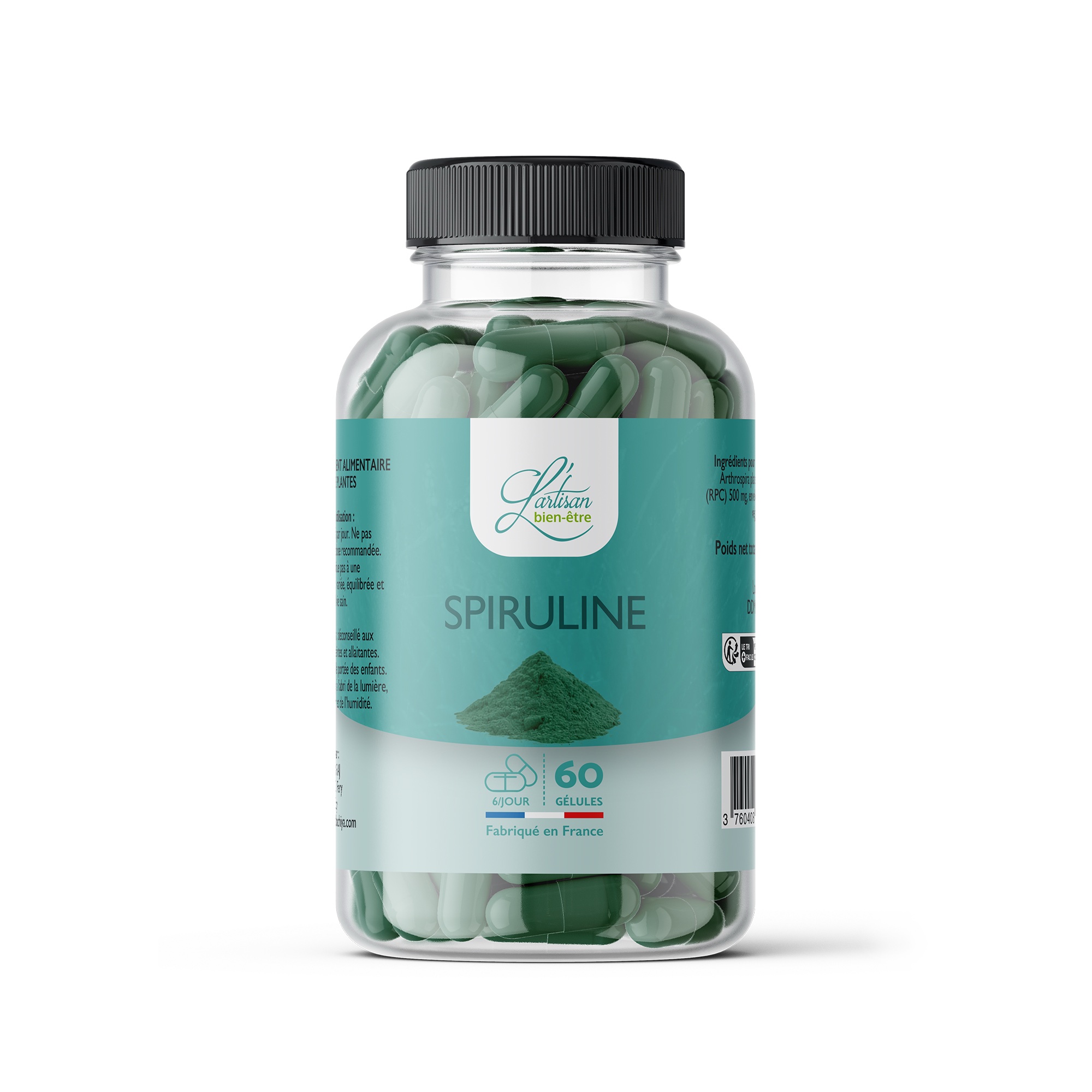 24 piluliers de 60 gélules de spiruline