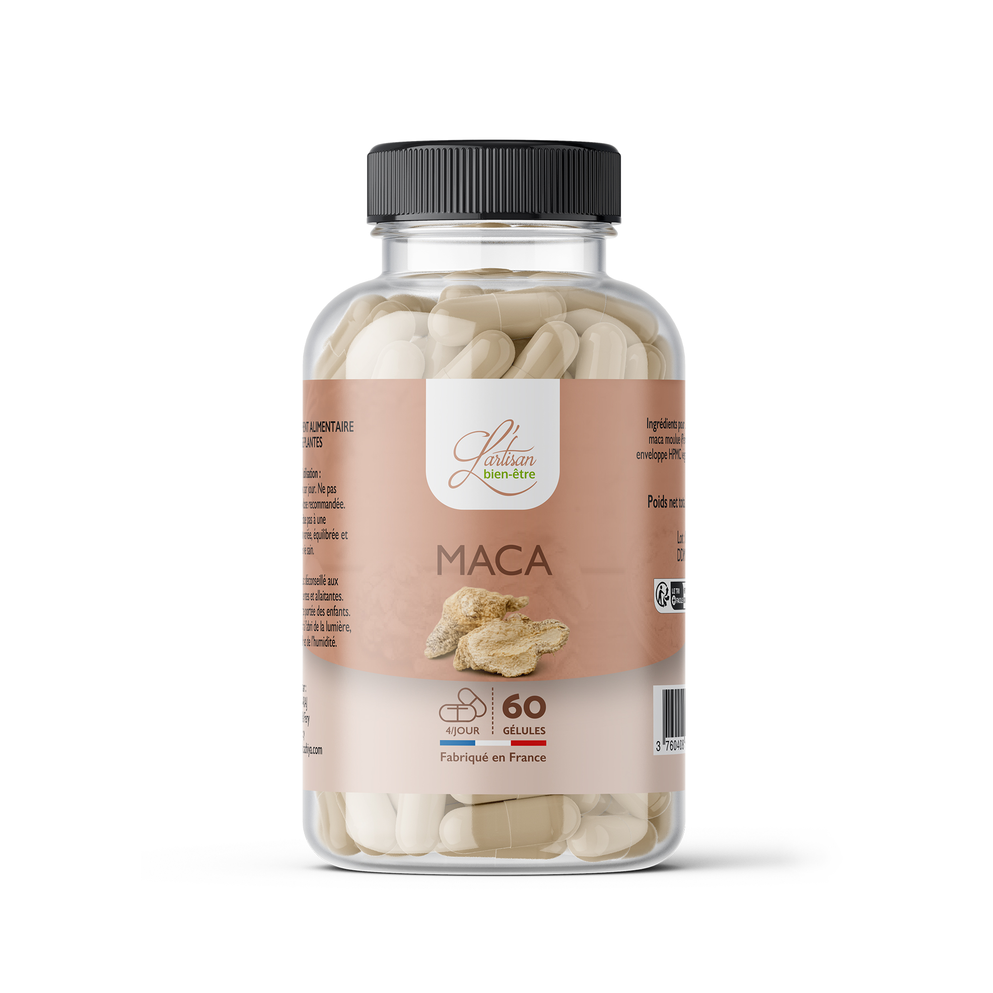 24 piluliers de 60 gélules de maca